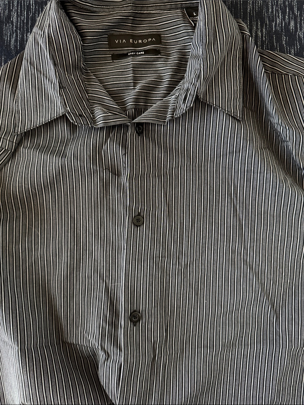 Via Europa Men's Black & Gray Striped Button-Down Shirt